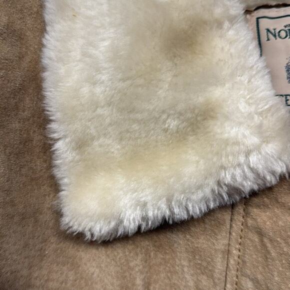 Vintage 1996 Northwest Territory Tan Leather Bomber Jacket Faux Fur Collar Large - Picture 9 of 13